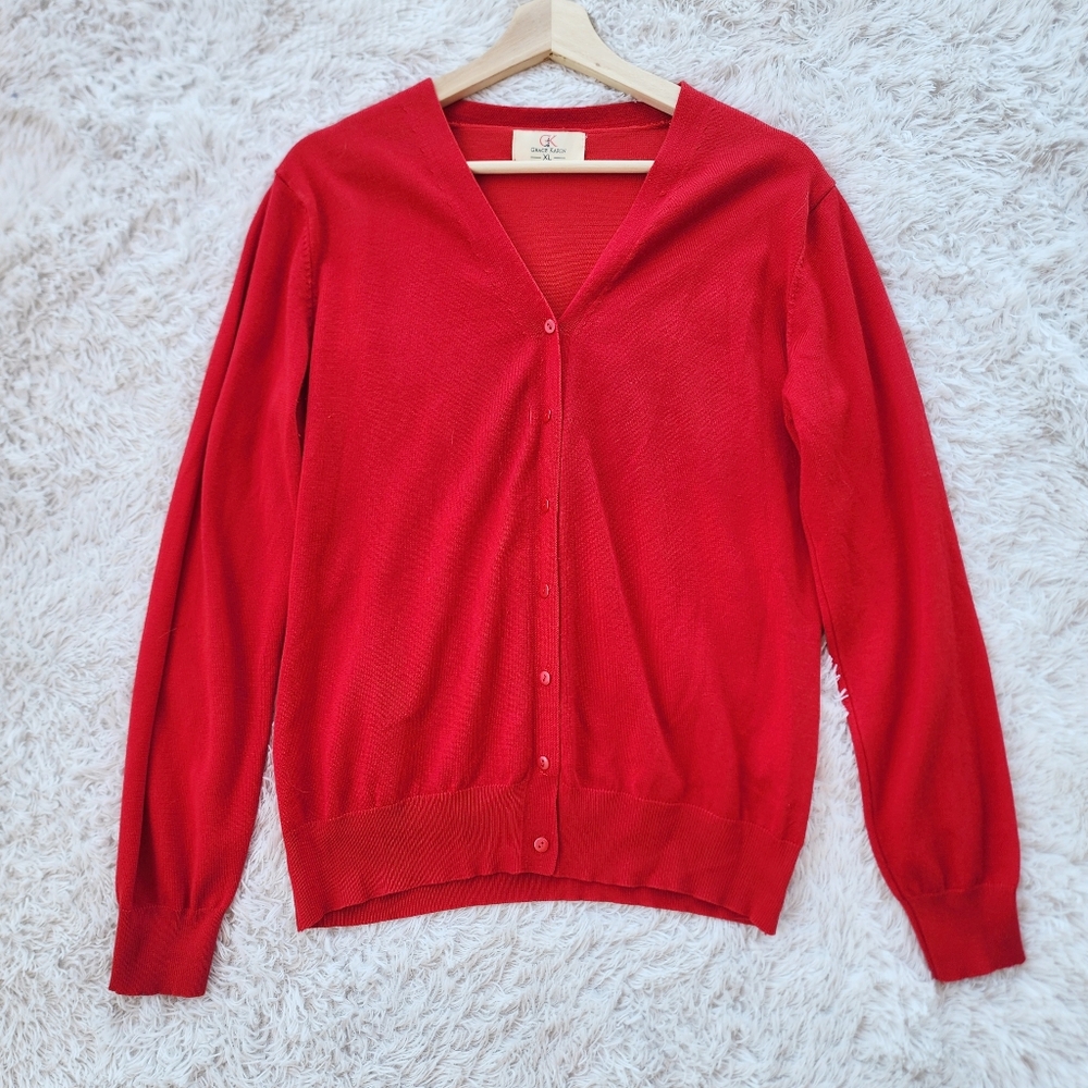 Grace Karin Red V-neck Button Front Cardigan‎